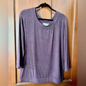 Market & Spruce Paulsen Brushed Knit Top Dark Purple XL